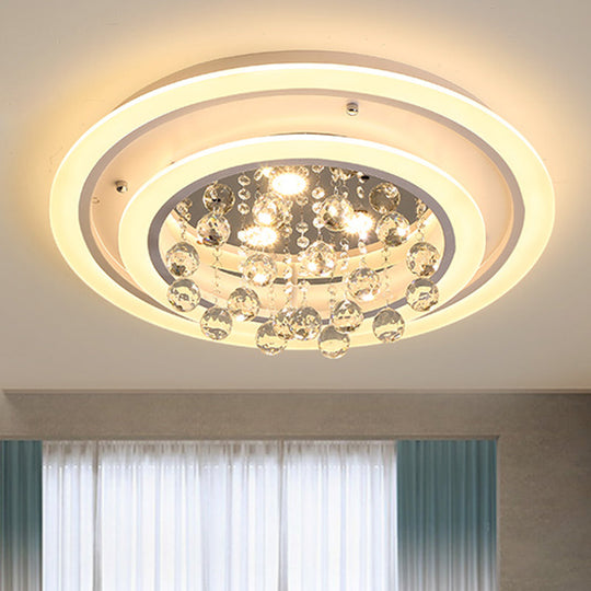 Modern Crystal Ball Round Flush Mount Light with LED Ceiling Light/Remote Control Dimming - 19.5"/23.5" Wide
