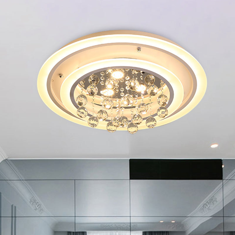 Modern Crystal Ball Round Flush Mount Light with LED Ceiling Light/Remote Control Dimming - 19.5"/23.5" Wide