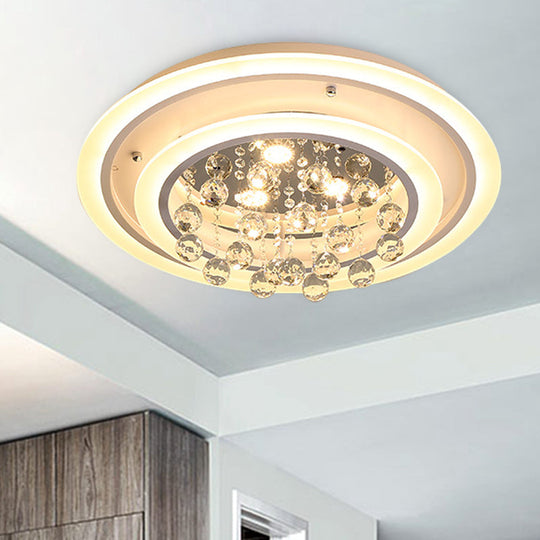 Modern Crystal Ball Round Flush Mount Light with LED Ceiling Light/Remote Control Dimming - 19.5"/23.5" Wide