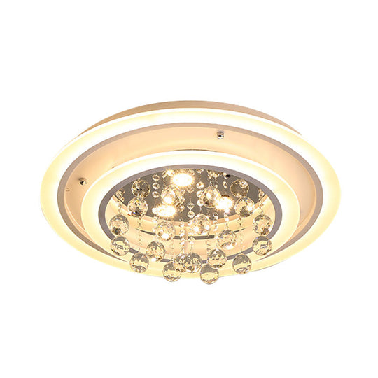 Modern Crystal Ball Round Flush Mount Light with LED Ceiling Light/Remote Control Dimming - 19.5"/23.5" Wide