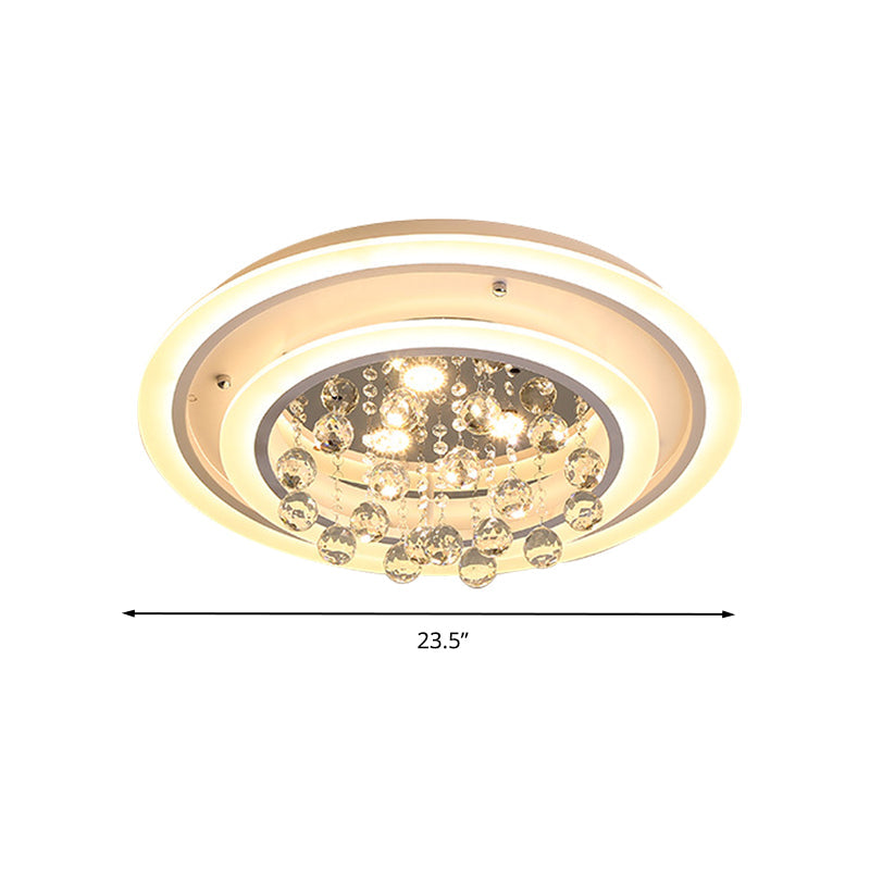 Modern Crystal Ball Round Flush Mount Light with LED Ceiling Light/Remote Control Dimming - 19.5"/23.5" Wide