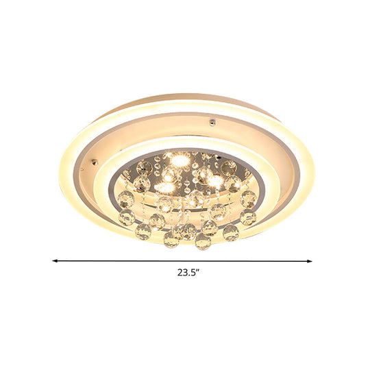 Modern Crystal Ball Round Flush Mount Light with LED Ceiling Light/Remote Control Dimming - 19.5"/23.5" Wide