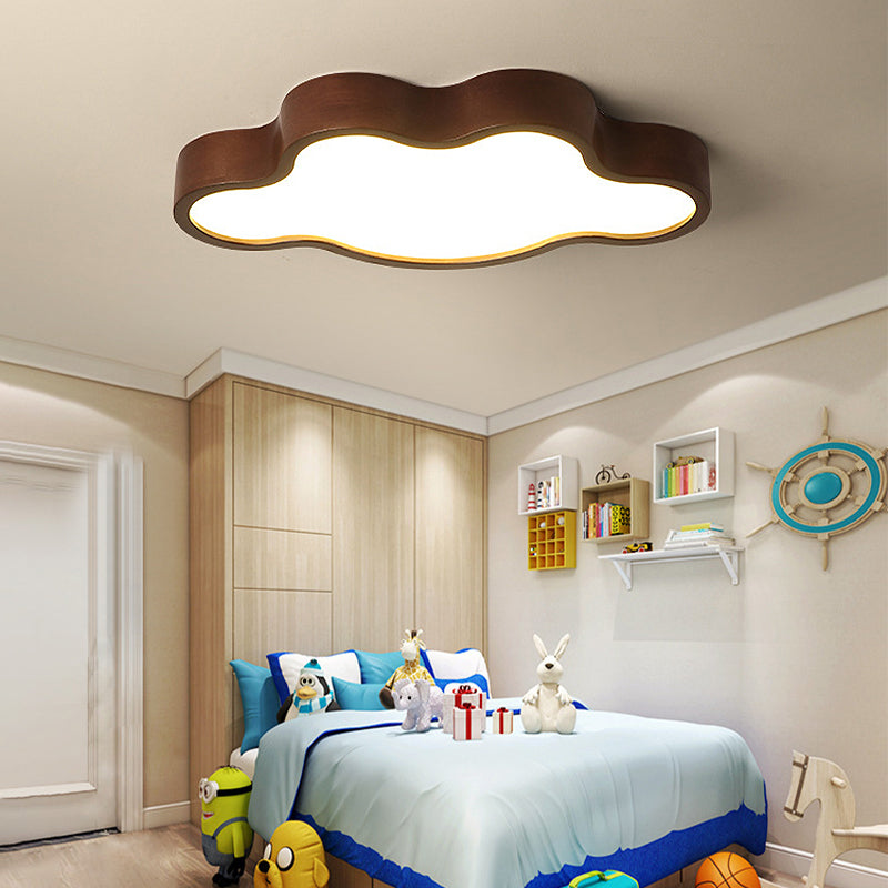 Modern Dark Brown Cloud Ceiling Lamp with LED Acrylic Flush Mount Lighting - 19.5"/25" Width - Warm/White/3 Color Light Options