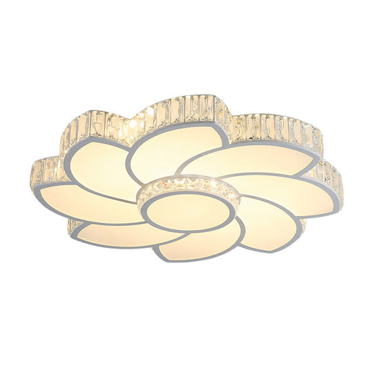 Modern Crystal Ceiling Lamp - Smart LED Flush Mount Light 18"/24" Wide - Warm/White Light