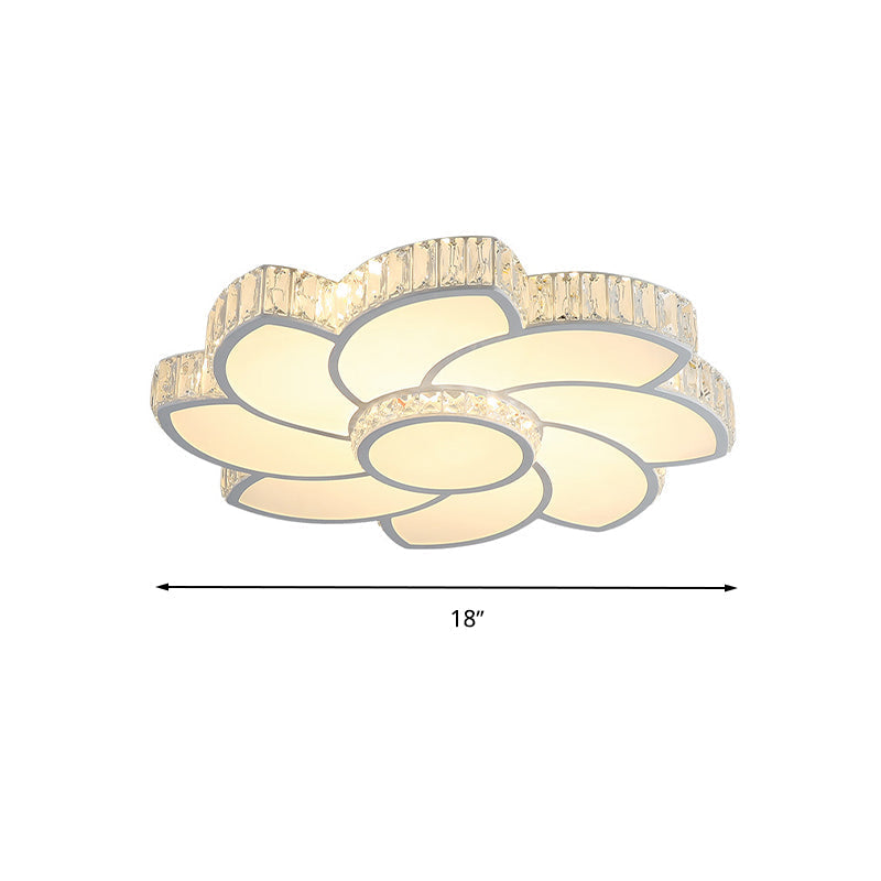 Modern Crystal Ceiling Lamp - Smart Led Flush Mount Light 18/24 Wide Warm/White