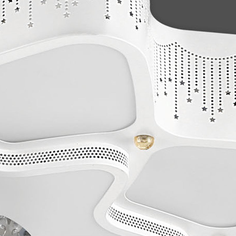 Plafonnier LED moderne en cristal à fleurs blanches – Montage encastré 21"/24,5"/31,5" pour salon