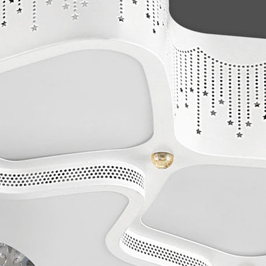 Plafonnier LED moderne en cristal à fleurs blanches – Montage encastré 21"/24,5"/31,5" pour salon