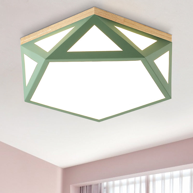 Geometric Acrylic LED Flush Light with Multiple Sizes and Color Options for Bedroom Ceiling - Modern and Stylish Design