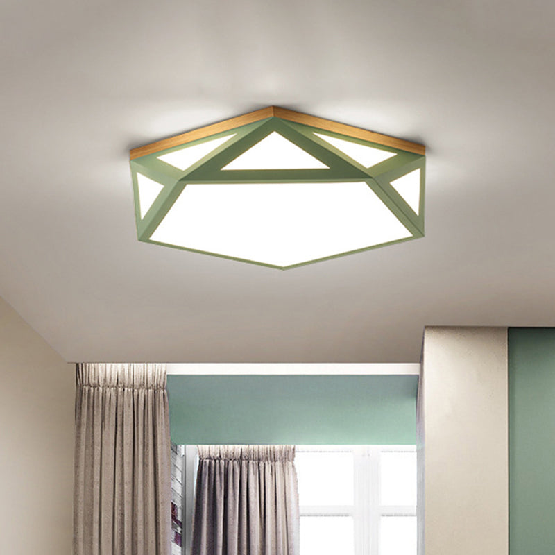 Geometric Acrylic LED Flush Light with Multiple Sizes and Color Options for Bedroom Ceiling - Modern and Stylish Design