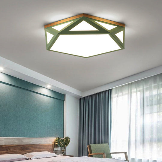Geometric Acrylic LED Flush Light with Multiple Sizes and Color Options for Bedroom Ceiling - Modern and Stylish Design