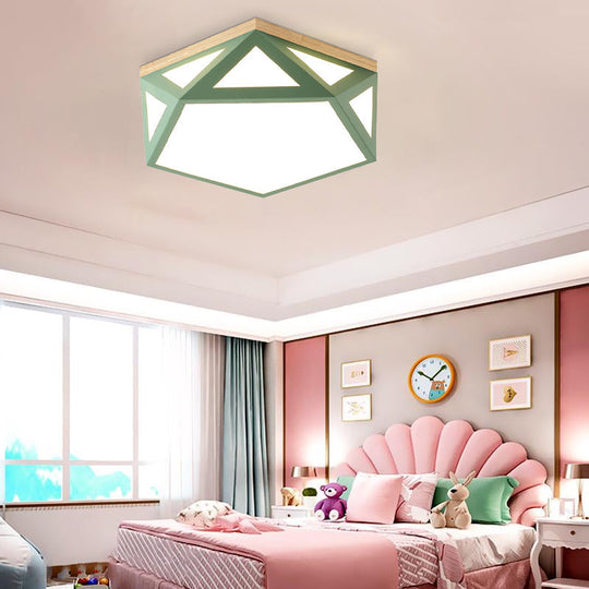 Geometric Acrylic LED Flush Light with Multiple Sizes and Color Options for Bedroom Ceiling - Modern and Stylish Design