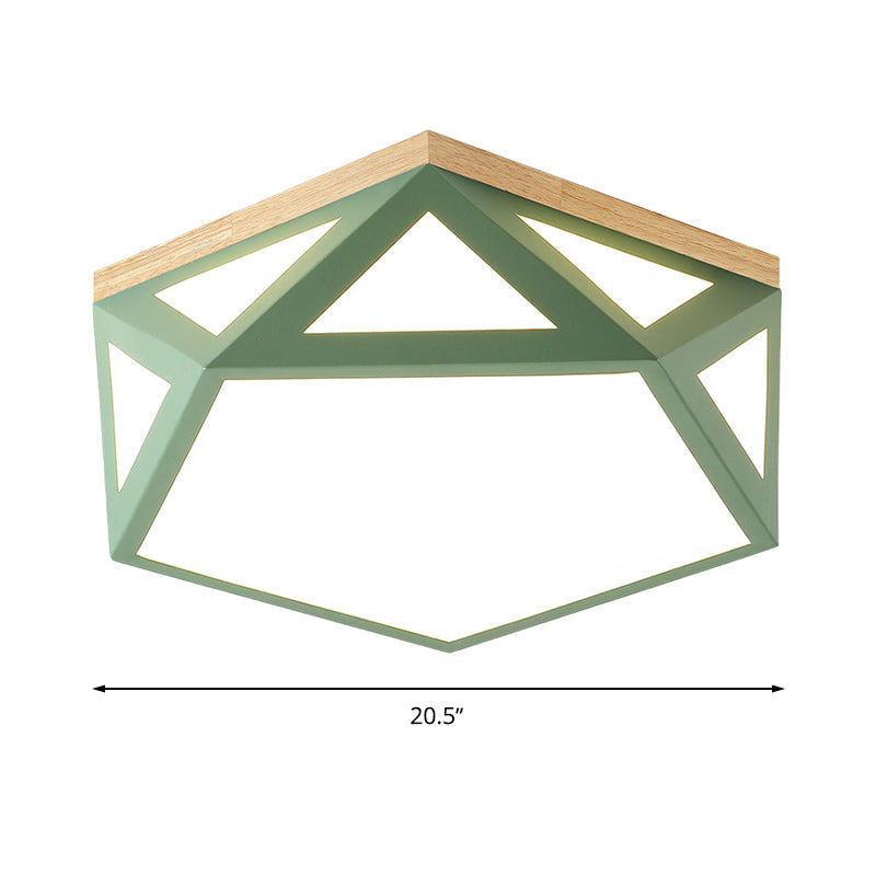 Geometric Acrylic LED Flush Light with Multiple Sizes and Color Options for Bedroom Ceiling - Modern and Stylish Design