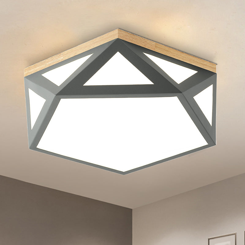 Geometric Acrylic LED Flush Light with Multiple Sizes and Color Options for Bedroom Ceiling - Modern and Stylish Design