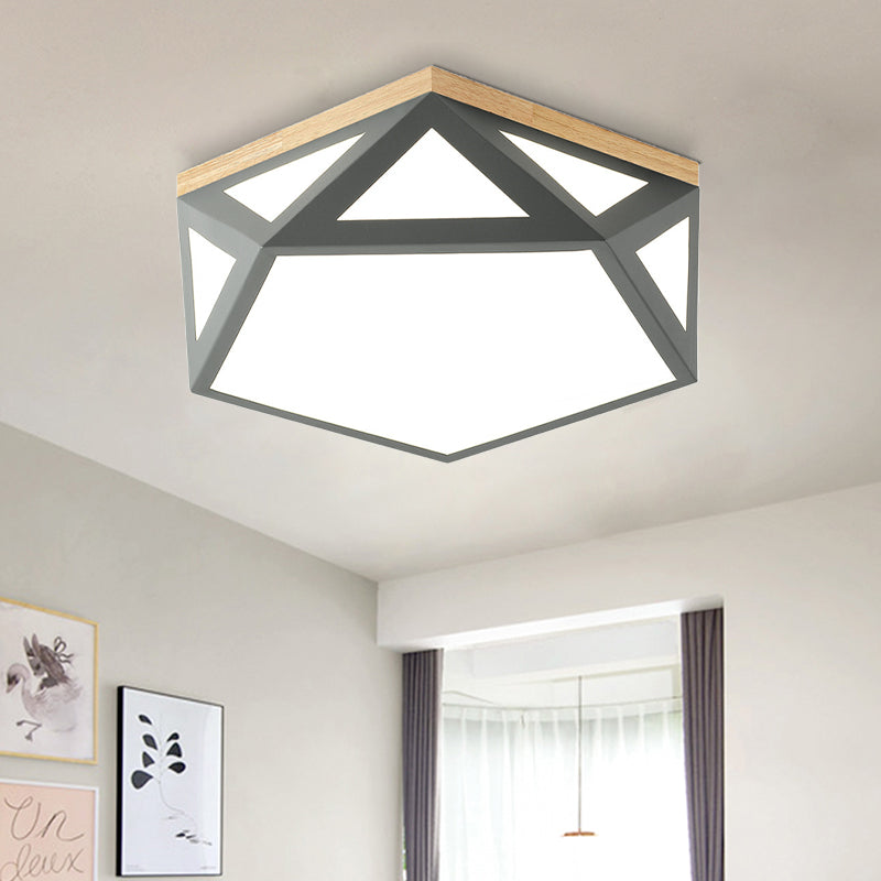 Geometric Acrylic LED Flush Light with Multiple Sizes and Color Options for Bedroom Ceiling - Modern and Stylish Design