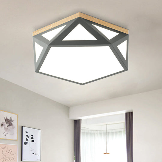 Geometric Acrylic LED Flush Light with Multiple Sizes and Color Options for Bedroom Ceiling - Modern and Stylish Design