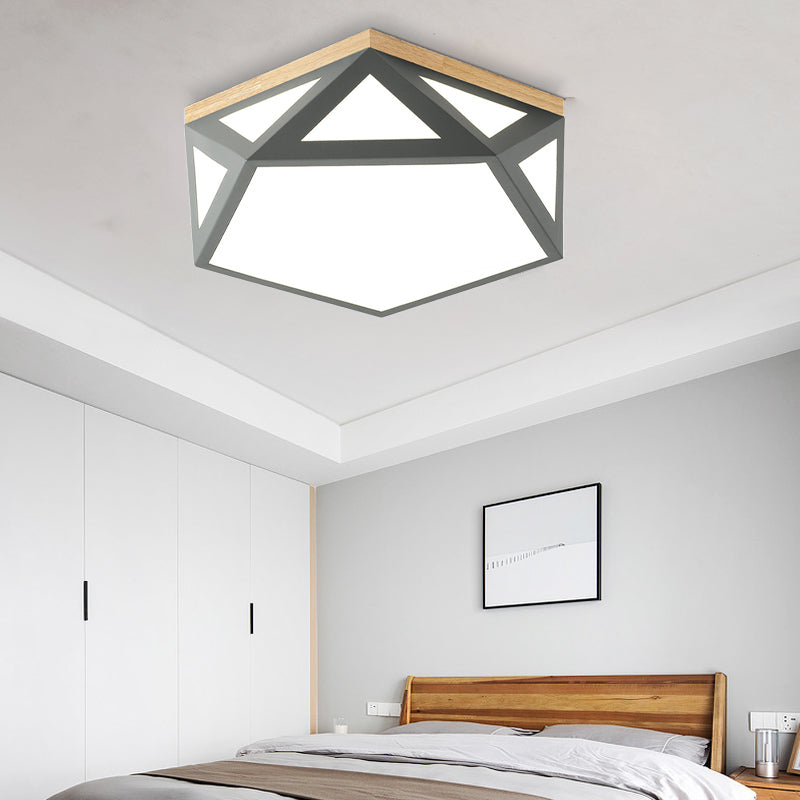 Geometric Acrylic LED Flush Light with Multiple Sizes and Color Options for Bedroom Ceiling - Modern and Stylish Design