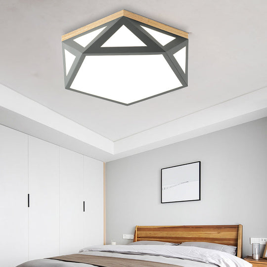 Geometric Acrylic LED Flush Light with Multiple Sizes and Color Options for Bedroom Ceiling - Modern and Stylish Design