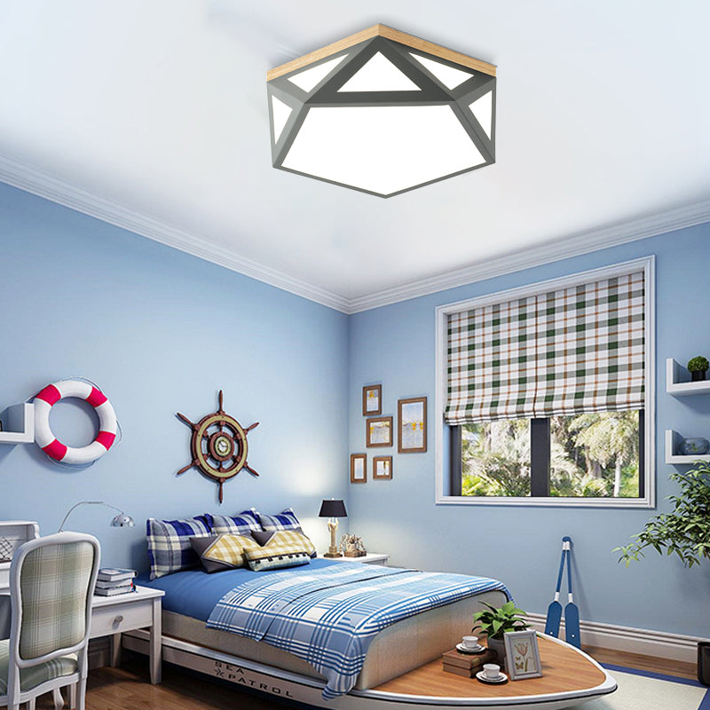Geometric Acrylic LED Flush Light with Multiple Sizes and Color Options for Bedroom Ceiling - Modern and Stylish Design