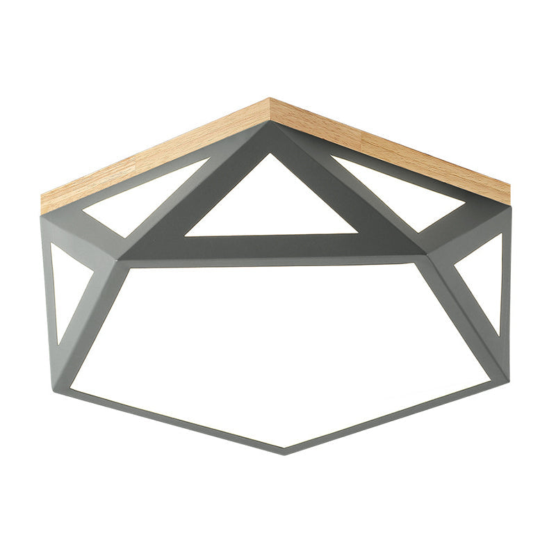 Geometric Acrylic LED Flush Light with Multiple Sizes and Color Options for Bedroom Ceiling - Modern and Stylish Design