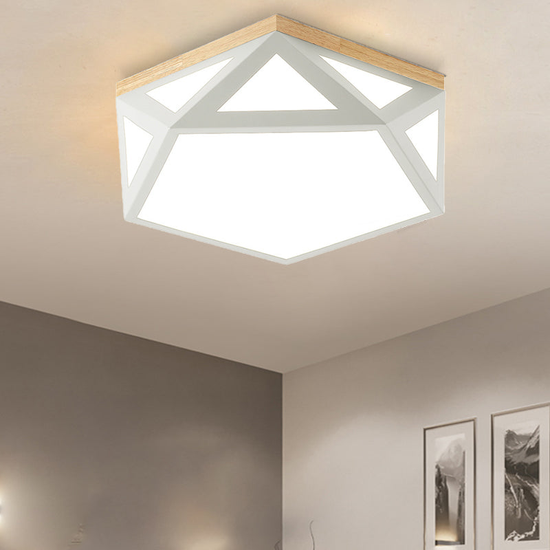 Geometric Acrylic LED Flush Light with Multiple Sizes and Color Options for Bedroom Ceiling - Modern and Stylish Design