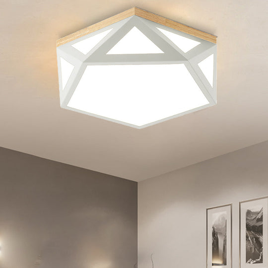 Geometric Acrylic LED Flush Light with Multiple Sizes and Color Options for Bedroom Ceiling - Modern and Stylish Design