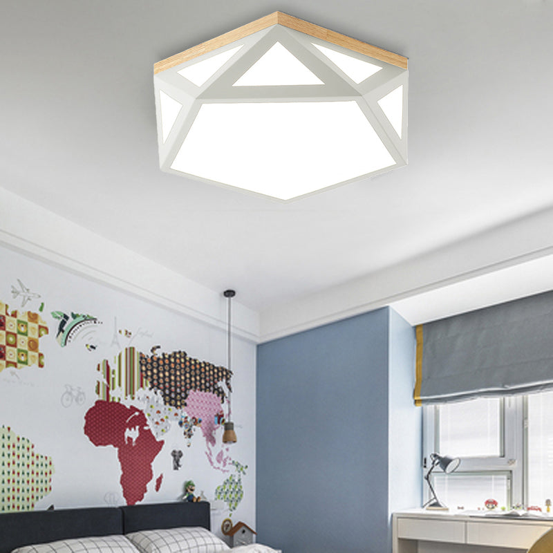 Geometric Acrylic LED Flush Light with Multiple Sizes and Color Options for Bedroom Ceiling - Modern and Stylish Design