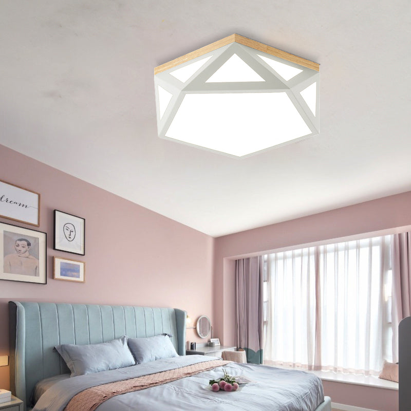 Geometric Acrylic LED Flush Light with Multiple Sizes and Color Options for Bedroom Ceiling - Modern and Stylish Design