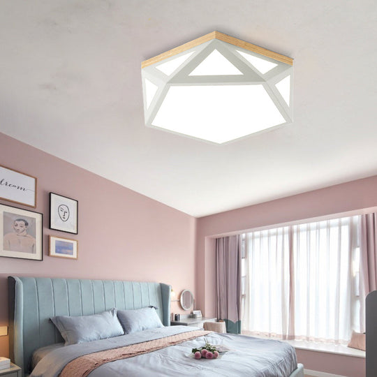 Geometric Acrylic LED Flush Light with Multiple Sizes and Color Options for Bedroom Ceiling - Modern and Stylish Design
