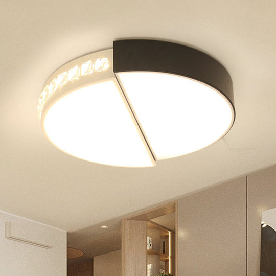 Classic LED Flush Ceiling Light: Round Acrylic Flush Mount in Black & White for Living Room