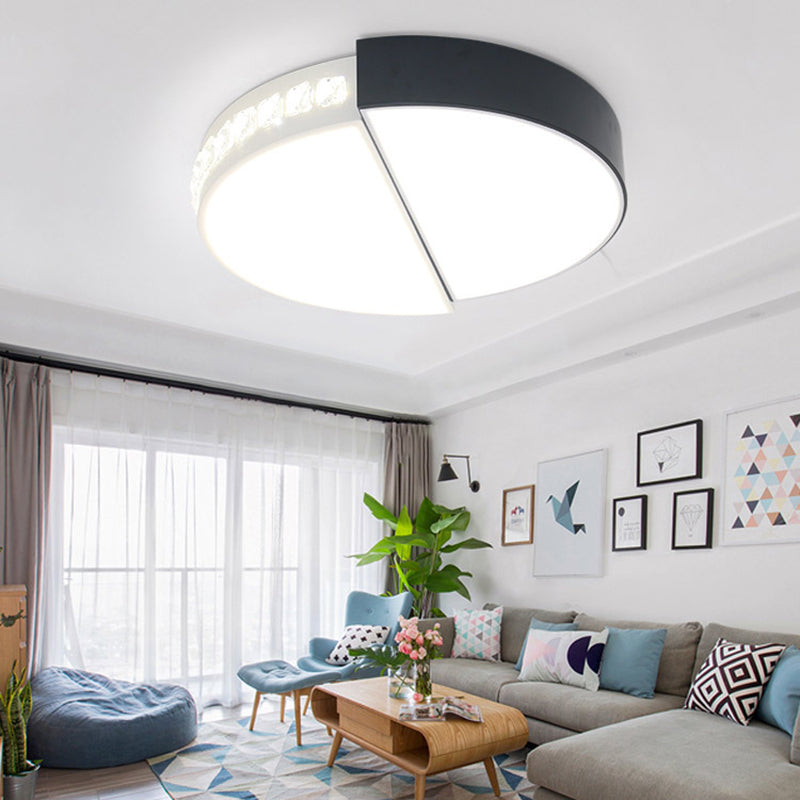 Classic LED Flush Ceiling Light: Round Acrylic Flush Mount in Black & White for Living Room