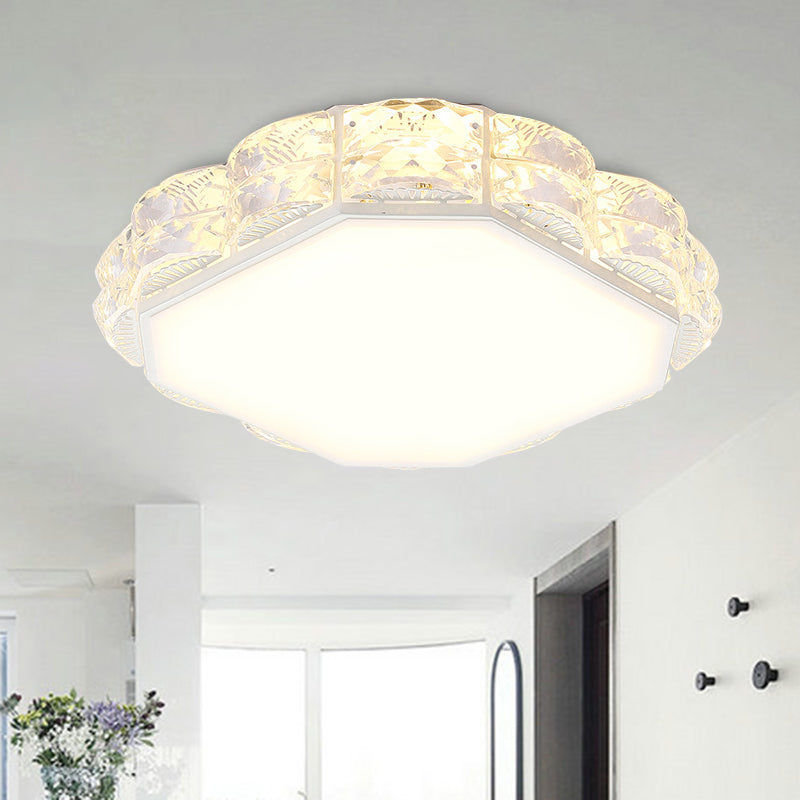 Modern LED Crystal Flush Mount Spotlight in Black/White - Round/Square Corridor Lighting