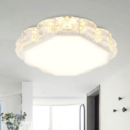 Modern LED Crystal Flush Mount Spotlight in Black/White - Round/Square Corridor Lighting