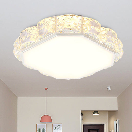 Modern LED Crystal Flush Mount Spotlight in Black/White - Round/Square Corridor Lighting
