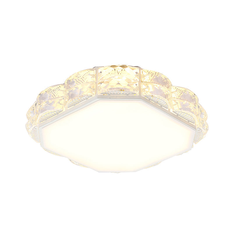 Modern LED Crystal Flush Mount Spotlight in Black/White - Round/Square Corridor Lighting