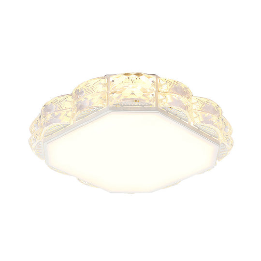 Modern LED Crystal Flush Mount Spotlight in Black/White - Round/Square Corridor Lighting