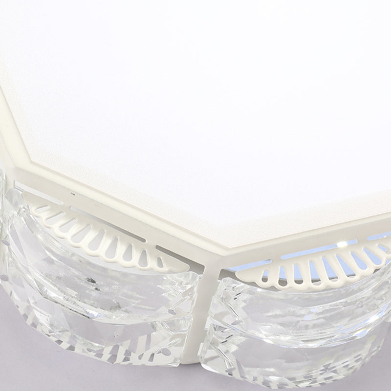 Modern LED Crystal Flush Mount Spotlight in Black/White - Round/Square Corridor Lighting