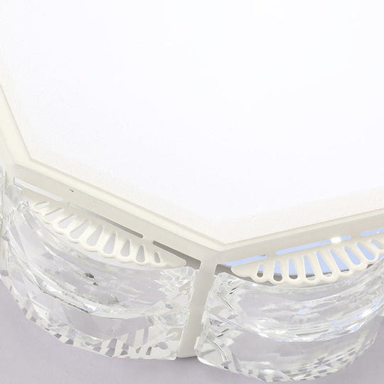 Modern LED Crystal Flush Mount Spotlight in Black/White - Round/Square Corridor Lighting