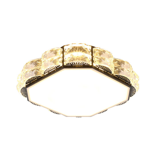 Modern LED Crystal Flush Mount Spotlight in Black/White - Round/Square Corridor Lighting