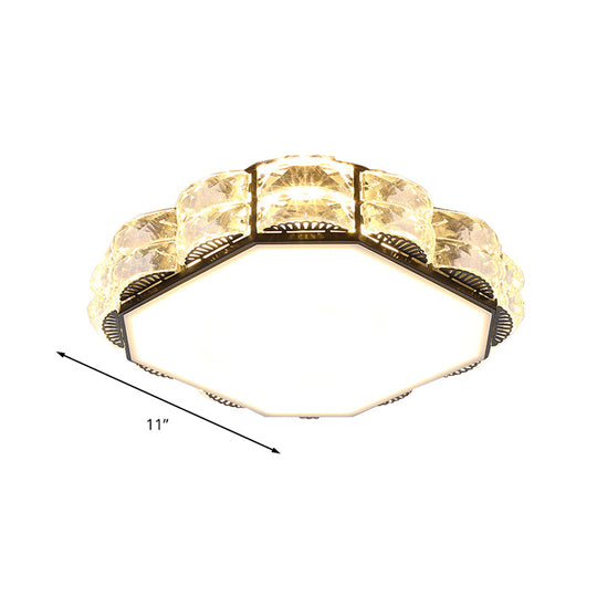 Modern LED Crystal Flush Mount Spotlight in Black/White - Round/Square Corridor Lighting