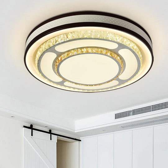 Modern Crystal LED Flush Mount Ceiling Light in White - 19.5"/31.5" Diameter
