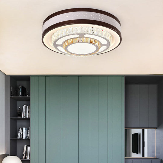 Modern Crystal LED Flush Mount Ceiling Light in White - 19.5"/31.5" Diameter