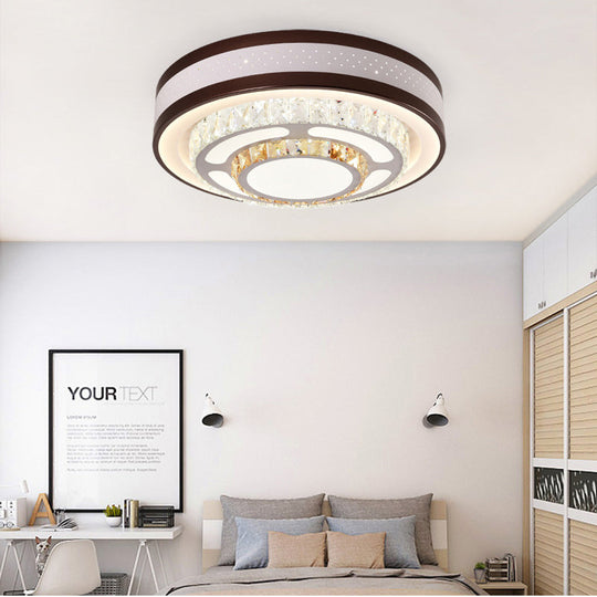 Modern Crystal LED Flush Mount Ceiling Light in White - 19.5"/31.5" Diameter