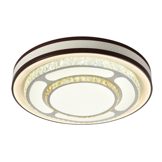 Modern Crystal LED Flush Mount Ceiling Light in White - 19.5"/31.5" Diameter