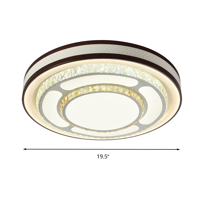 Modern Crystal LED Flush Mount Ceiling Light in White - 19.5"/31.5" Diameter
