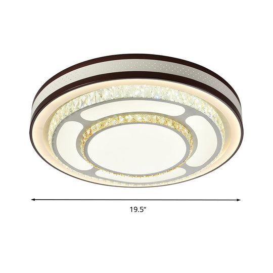 Modern Crystal LED Flush Mount Ceiling Light in White - 19.5"/31.5" Diameter