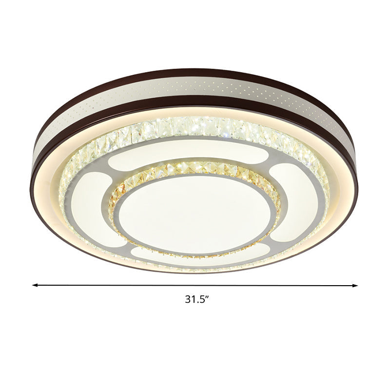 Modern Crystal LED Flush Mount Ceiling Light in White - 19.5"/31.5" Diameter