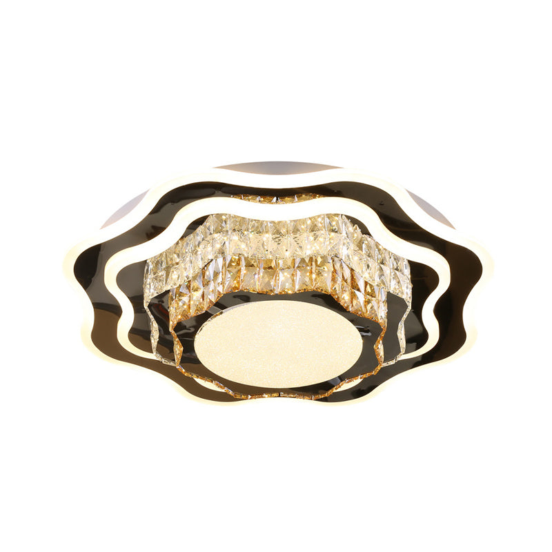 Modern Crystal LED Flush Mount Ceiling Light with Flower Design for Living Room