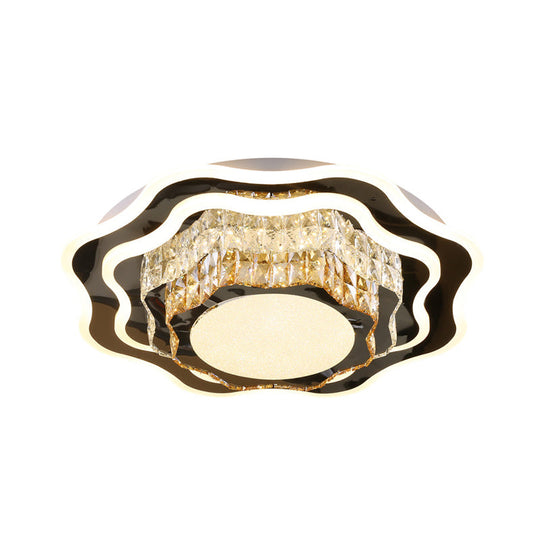 Modern Crystal LED Flush Mount Ceiling Light with Flower Design for Living Room