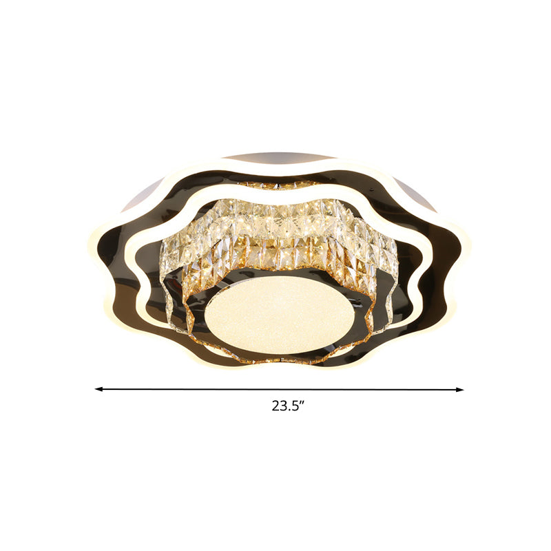 Modern Crystal LED Flush Mount Ceiling Light with Flower Design for Living Room