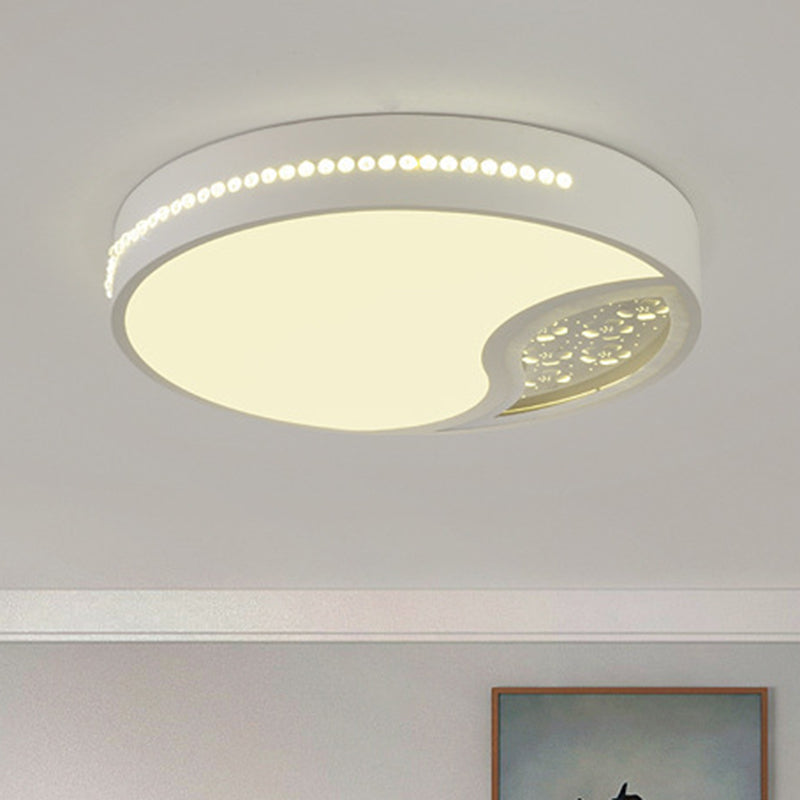 Minimalist Gray Drum Acrylic LED Ceiling Light for Bedroom - Flush Mount, 19.5"/31" Wide